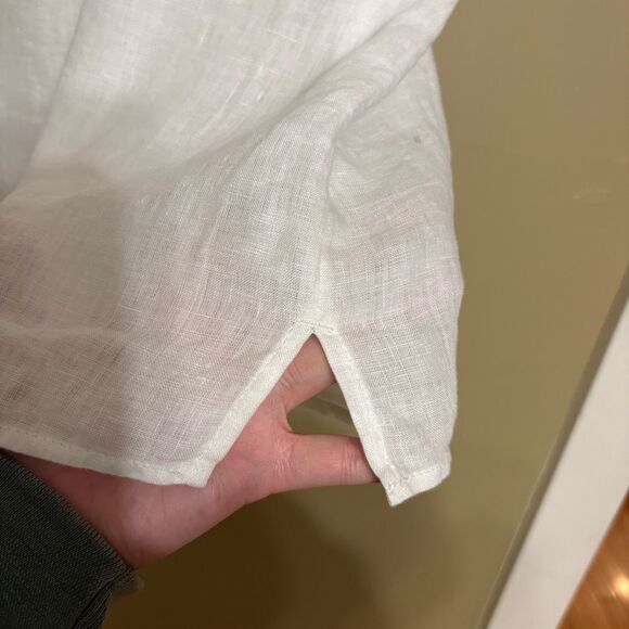 Talbots 100% Linen White Crochet Lace V Neckline Tank Petite Large - Picture 3 of 7